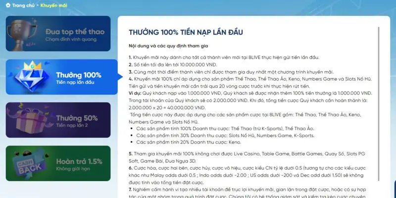 Khuyến mãi 8live thưởng nạp lần đầu 100%