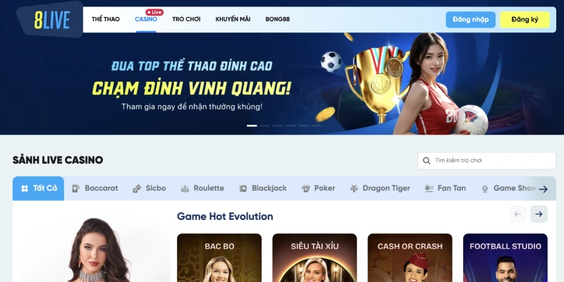 Khám phá sơ lược về sảnh Casino 8live
